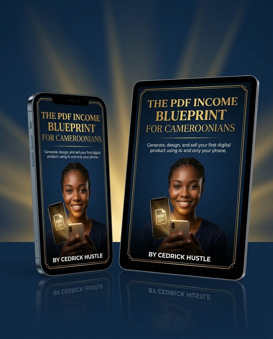 The PDF Income Blueprint for Cameroonians — cover on phone and tablet